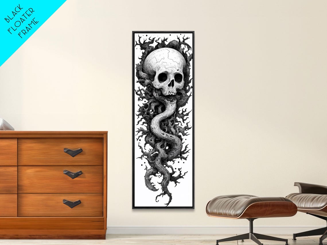 Gothic Skull Entwined With Tree Branches Dark Art Wall Poster - Image 2