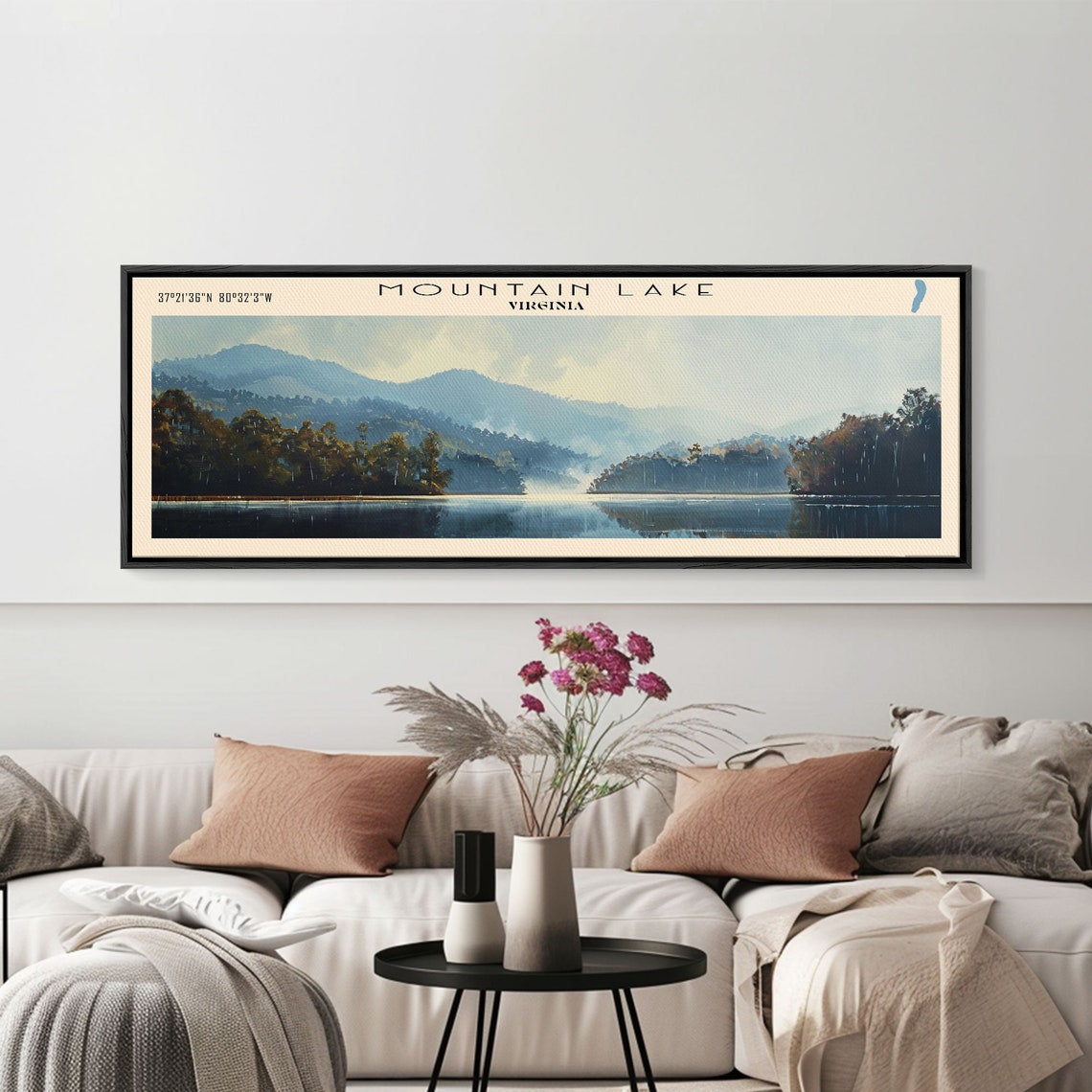 Mountain Lake Virginia Blue Mountain Ridges Misty Shore Travel Poster - Image 2