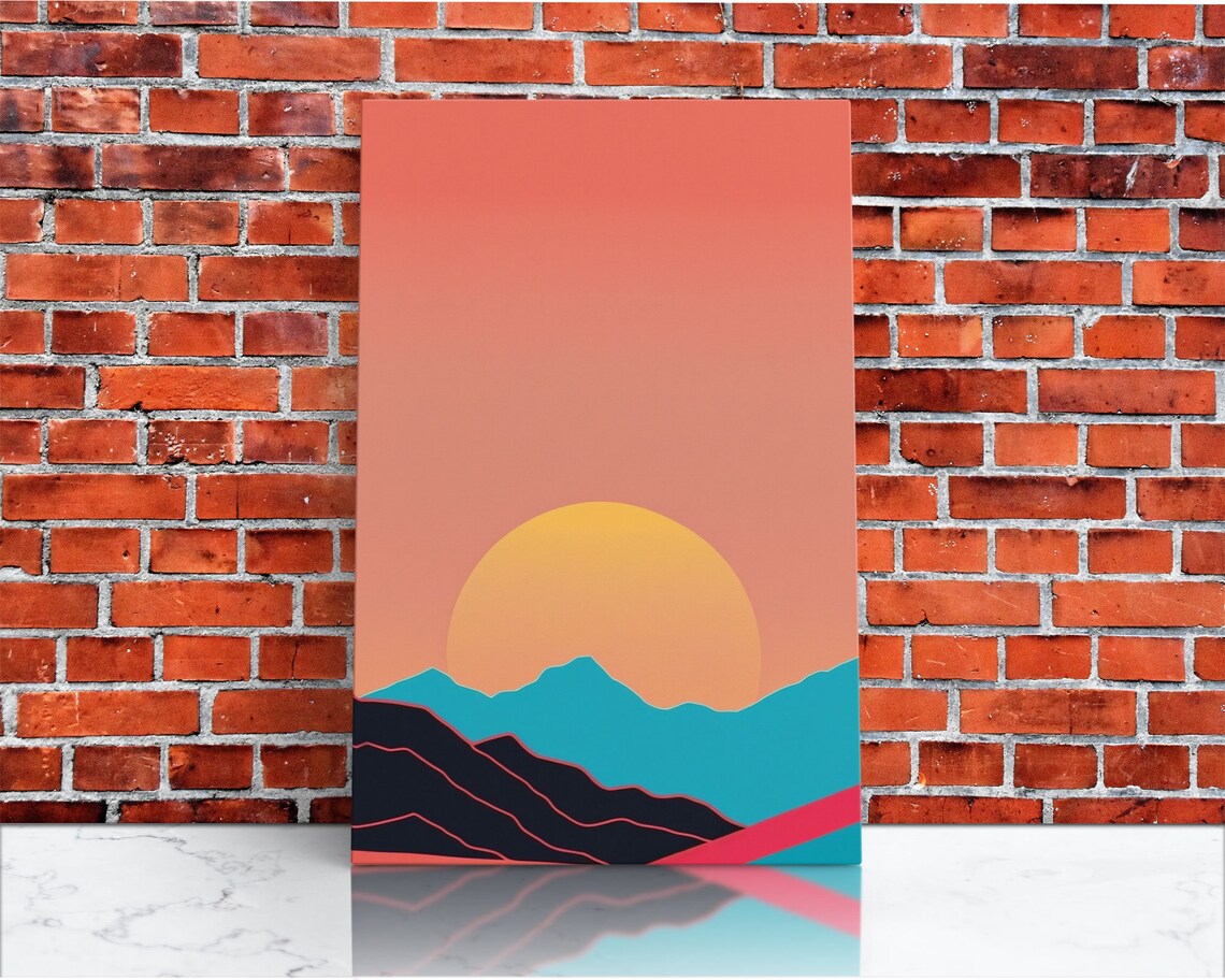 Peach Sunset, Minimalist Art Deco Inspired Art Print - Image 3