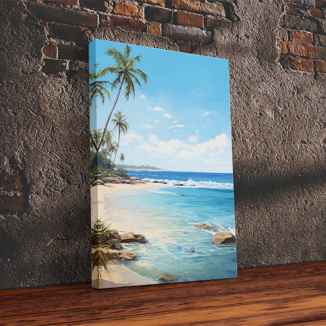 Tropical Palm Tree Beach Turquoise Ocean Sunny Island Getaway Poster