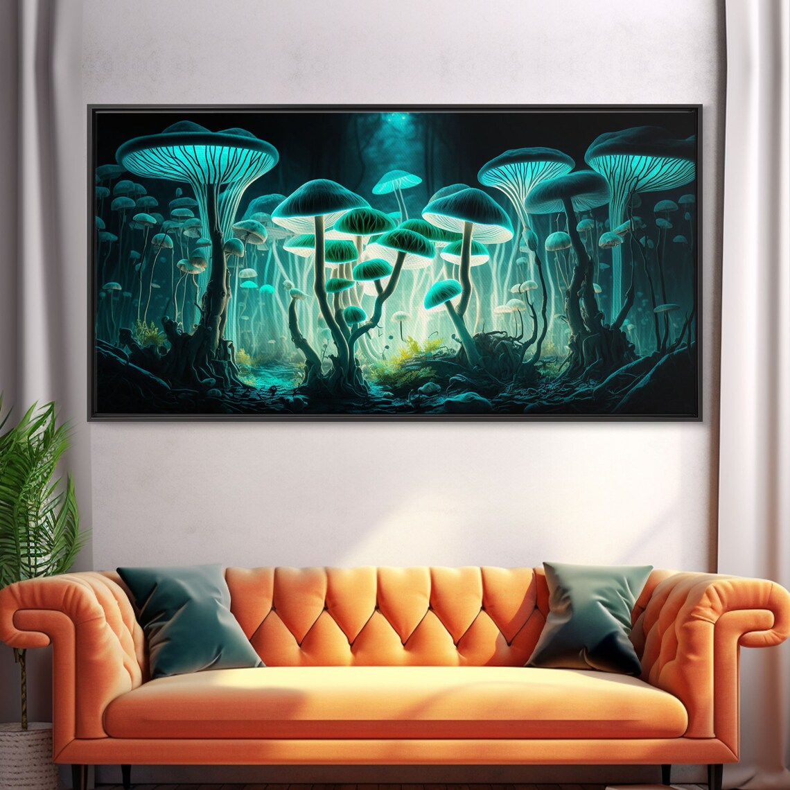 Glowing Mushrooms, Bioluminescent Forest Floor Art Print - Image 5