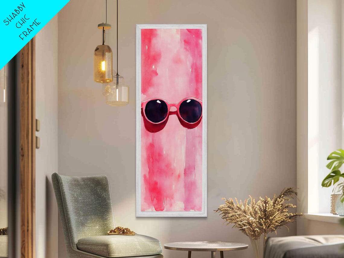 Pink Sunglasses Watercolor Fun Retro Summer Fashion Art Poster - Image 2