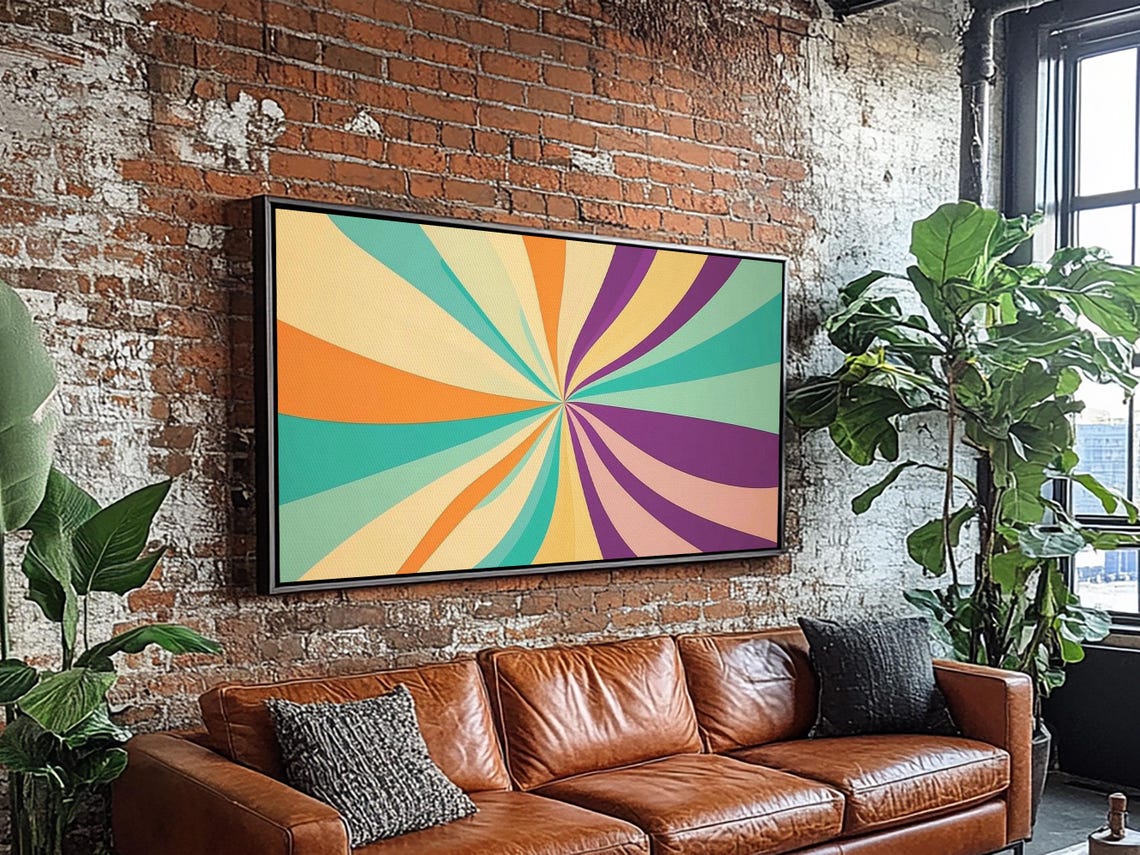 Mid Century Modern Colorful Psychedelic Starburst Sunburst Print - Image 4