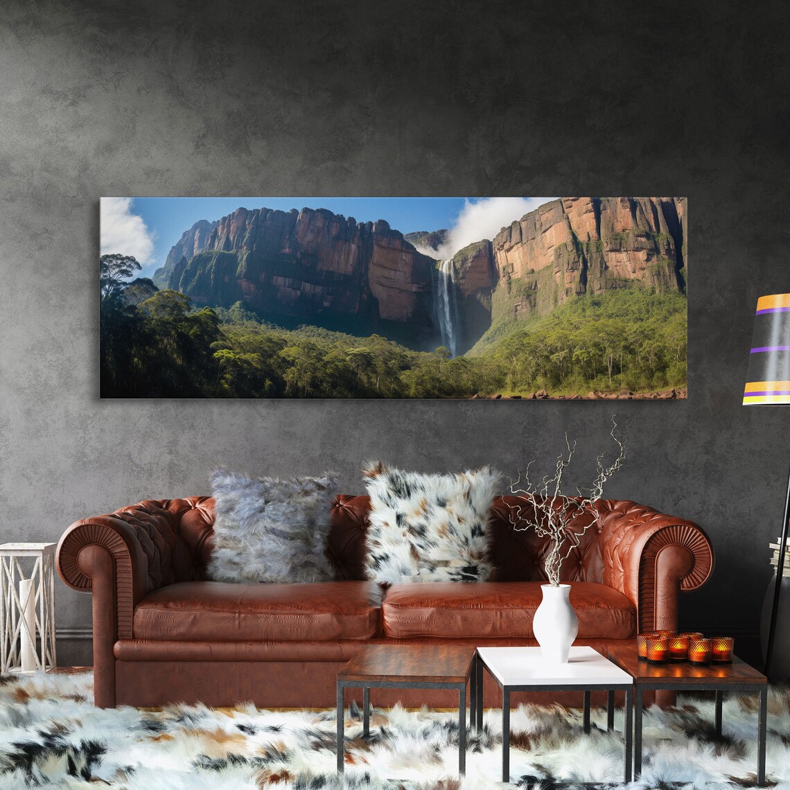 Angel Falls Venezuela Sunset Landscape Art Print
