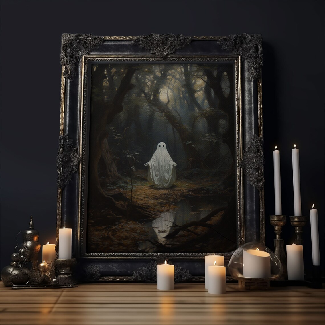 Ghost Dancing in a Haunted Forest, Vintage Art Print
