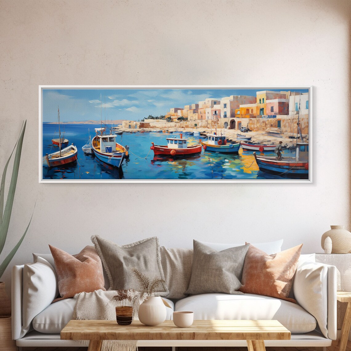 Moroccan Fishing Village At Sunset Watercolor Art Print - Image 4