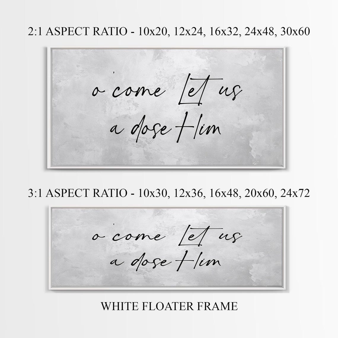 O Come Let Us Adore Him Christmas Carol Script Typography Poster - Image 3