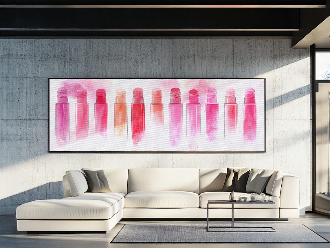 Pink Lip Gloss Collection Abstract Feminine Boho Dorm Wall Art Print - Image 3