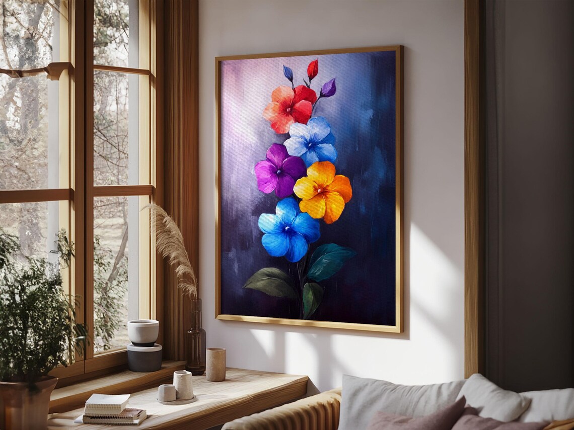 Wild Flower Painting Print On Wood Framed Wall Art Original Art Flowers Painting Botanical Print Modern Art Living Room Art - Image 2