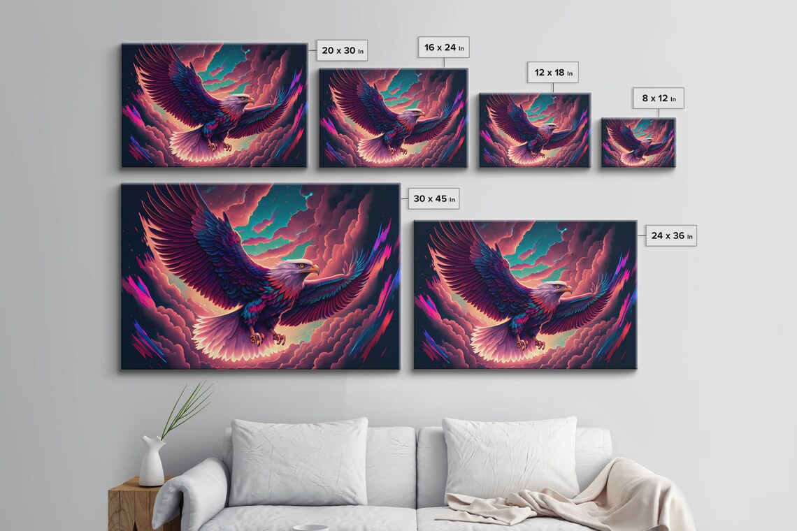 Bald Eagle Vaporwave Art Print, Bioluminescent - Image 2