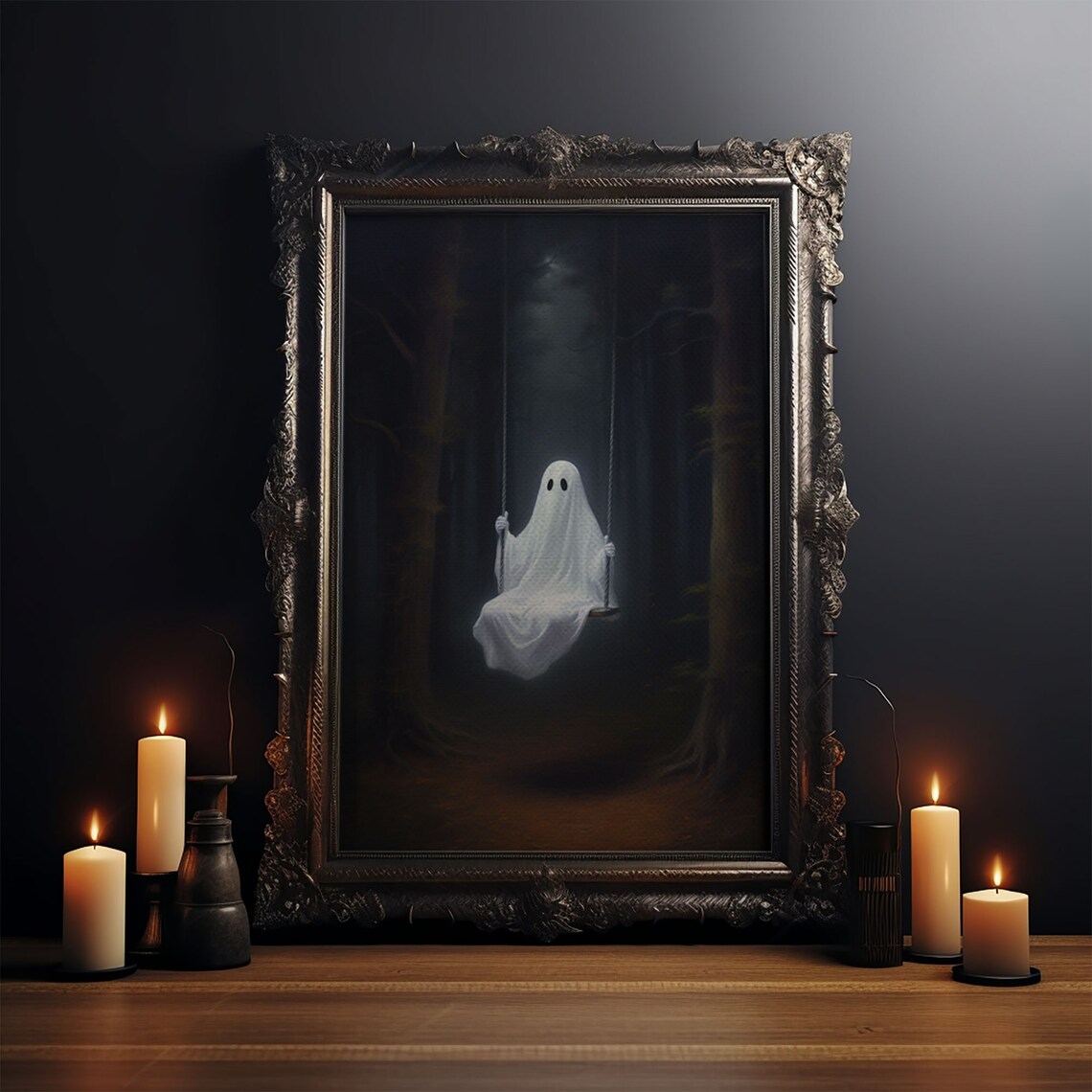 Playground Ghost Vintage Halloween Art Print, Goth Decor - Image 3