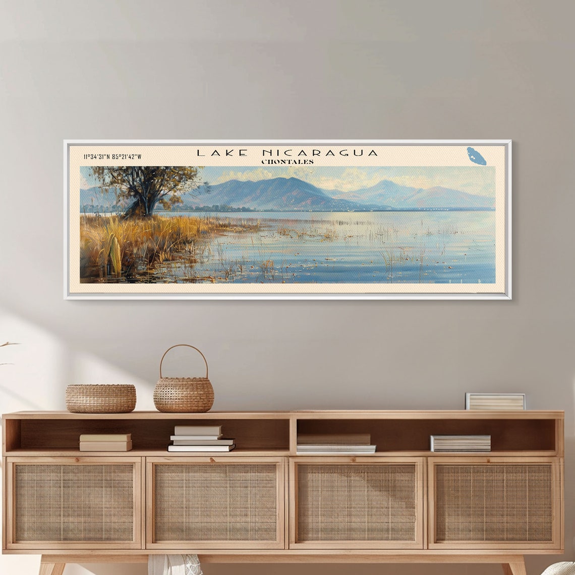Lake Nicaragua Golden Marsh Mountain Backdrop Panoramic Travel Poster - Image 5