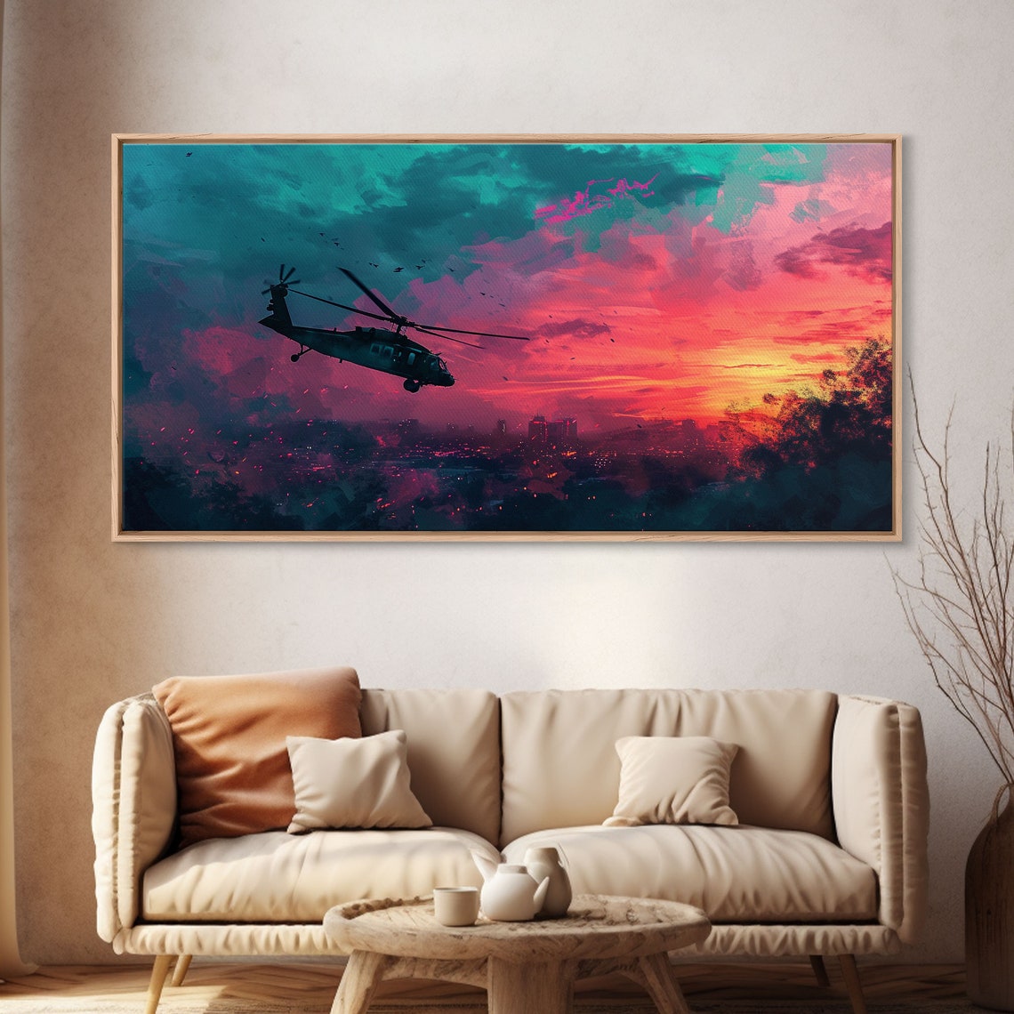 Blackhawk Helicopter City Sunset Sky Military Aviation Poster - Image 4