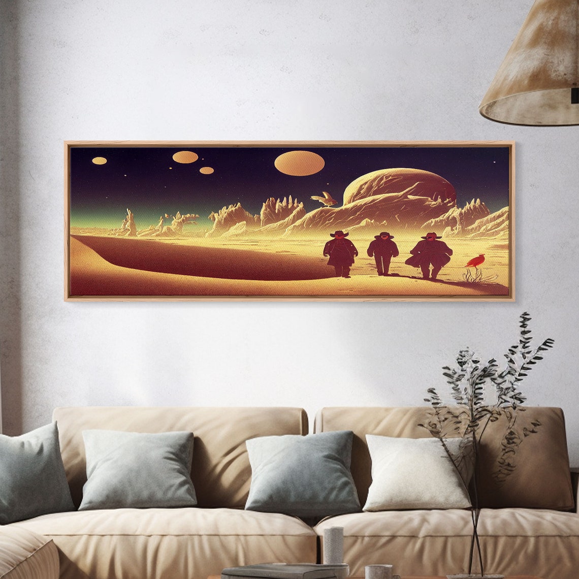 Space Cowboys Alien Planet Golden Desert Panoramic Sci Fi Poster - Image 4