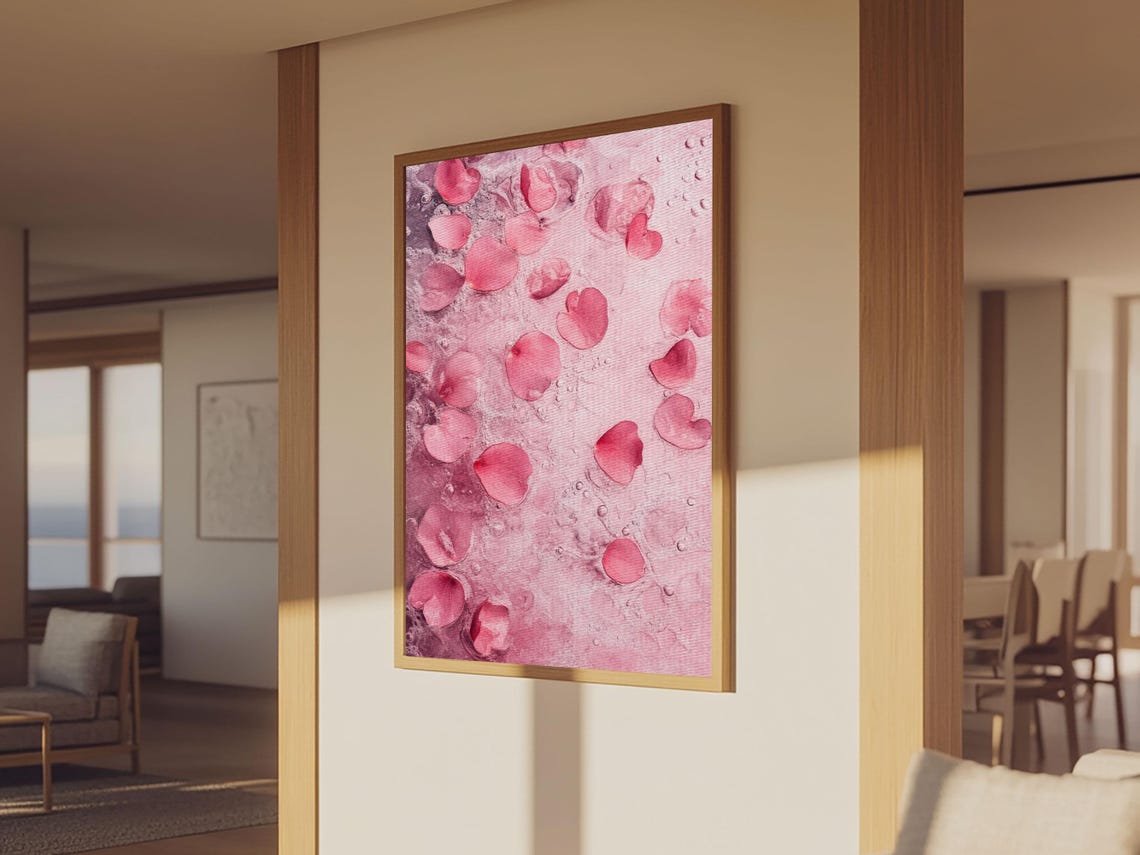 Floating Pink Rose Petals Spa Water Romantic Serene Art Print - Image 6