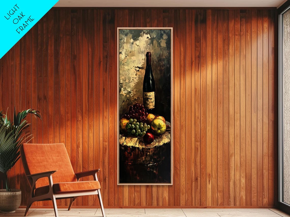 Retro Wine Cellar Wall Art Long Narrow Wall Art Tall Skinny Art Wine Oil Painting Still Life Tall Wall Art Tall Skinny Home Decor - Image 4