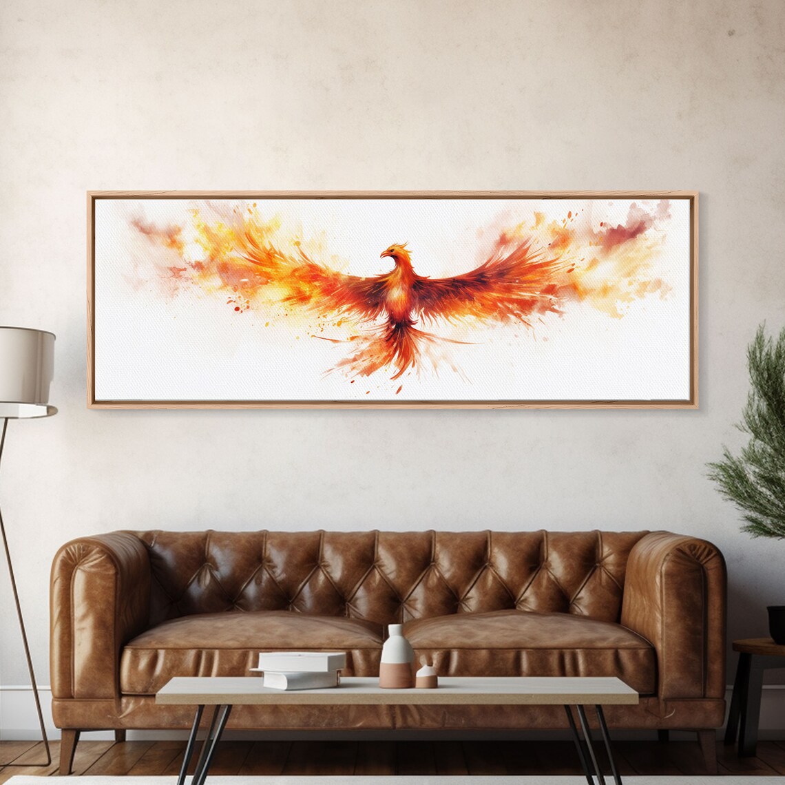 Phoenix Panoramic Print, Mystical Rebirth Art