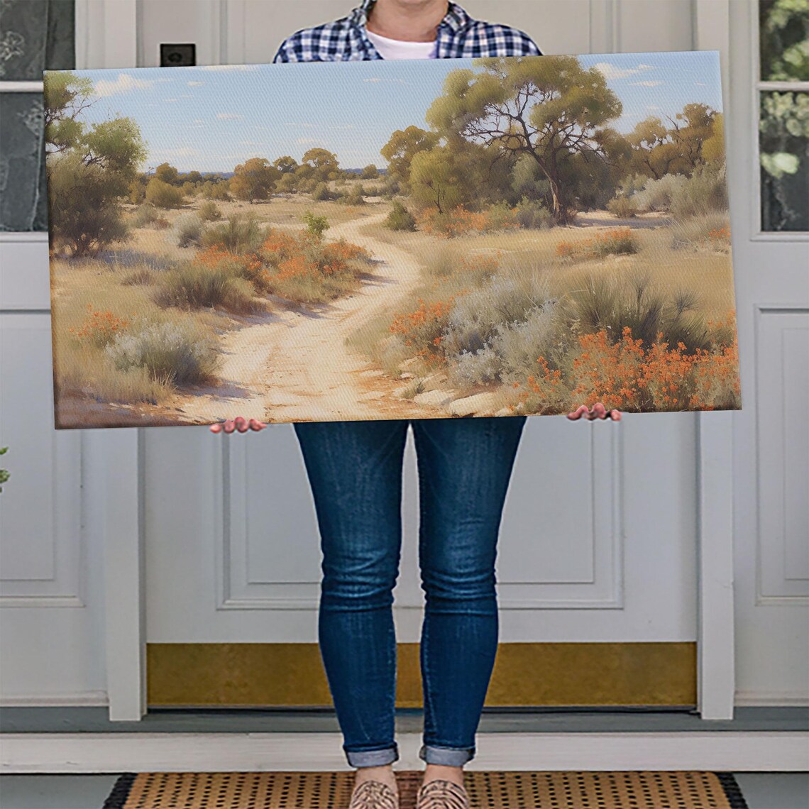 West Texas Prairies Landscape Oil Painting Art Print - Image 4