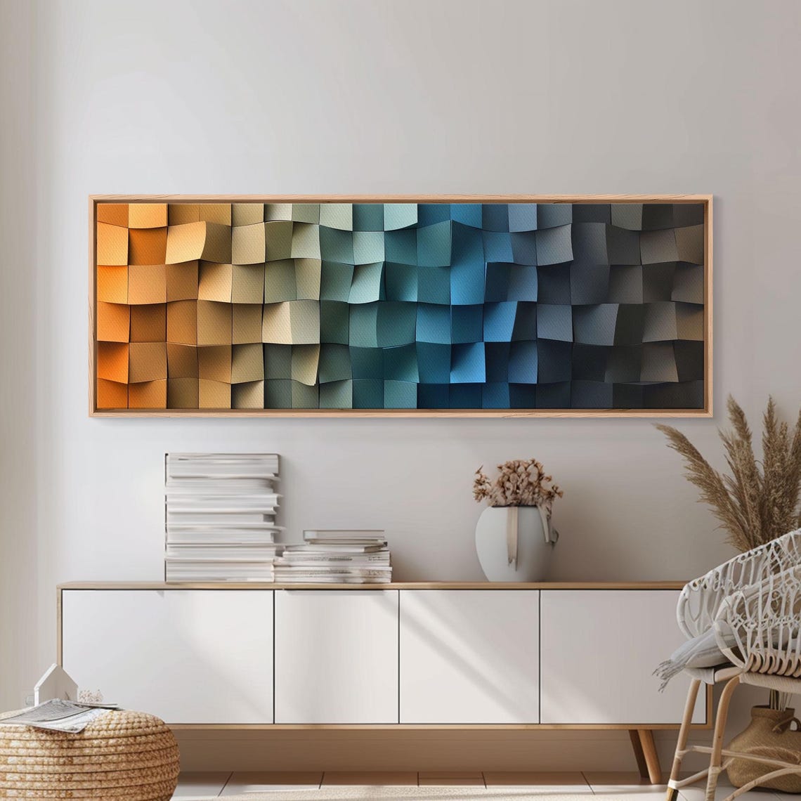 Beach Dreams 3D Geometric Gradient Sunset Ocean Waves Art Poster