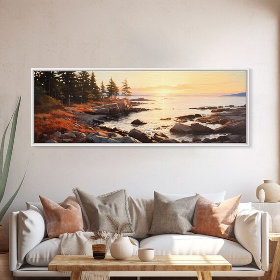 Watercolor Acadia National Park Panorama Art Print