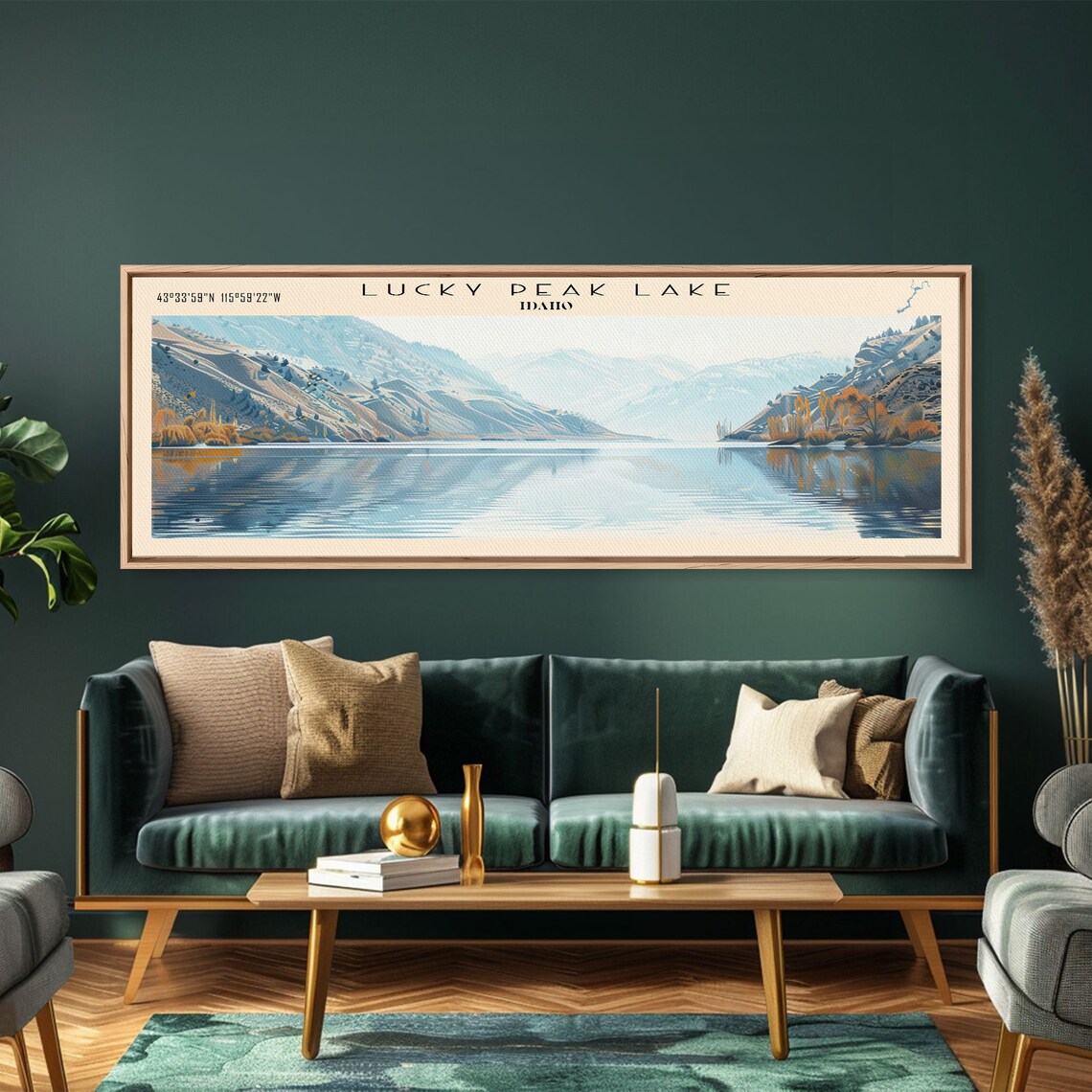 Lucky Peak Lake Idaho Travel Poster, Lake House Decor - Image 2