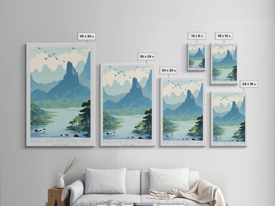 Khao Sok National Park Thailand Karst Peaks River View Travel Poster - Image 2