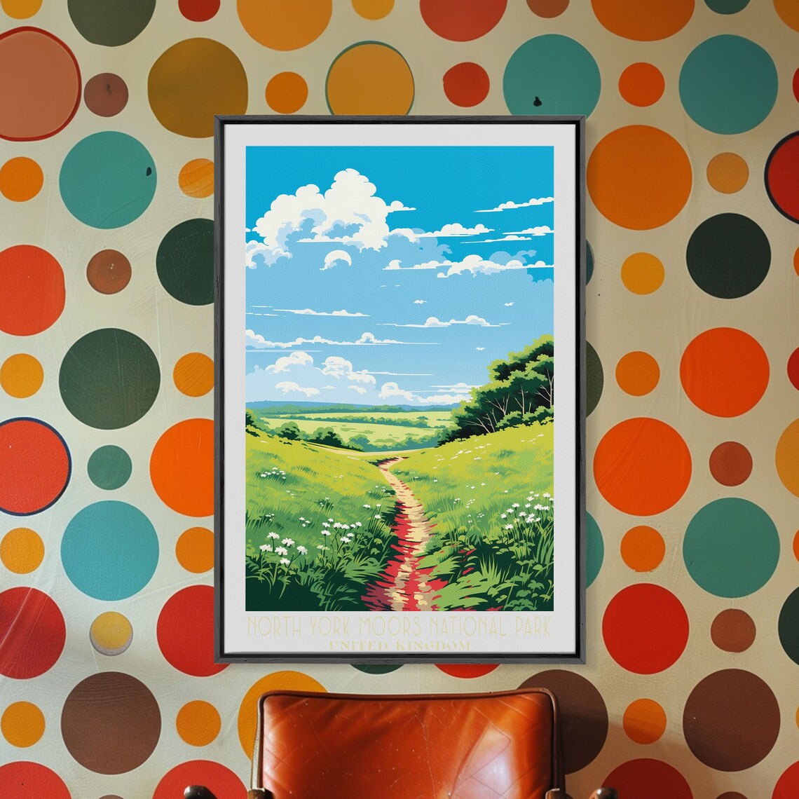 North York Moors England Green Hills Path Wildflowers Country Poster - Image 6