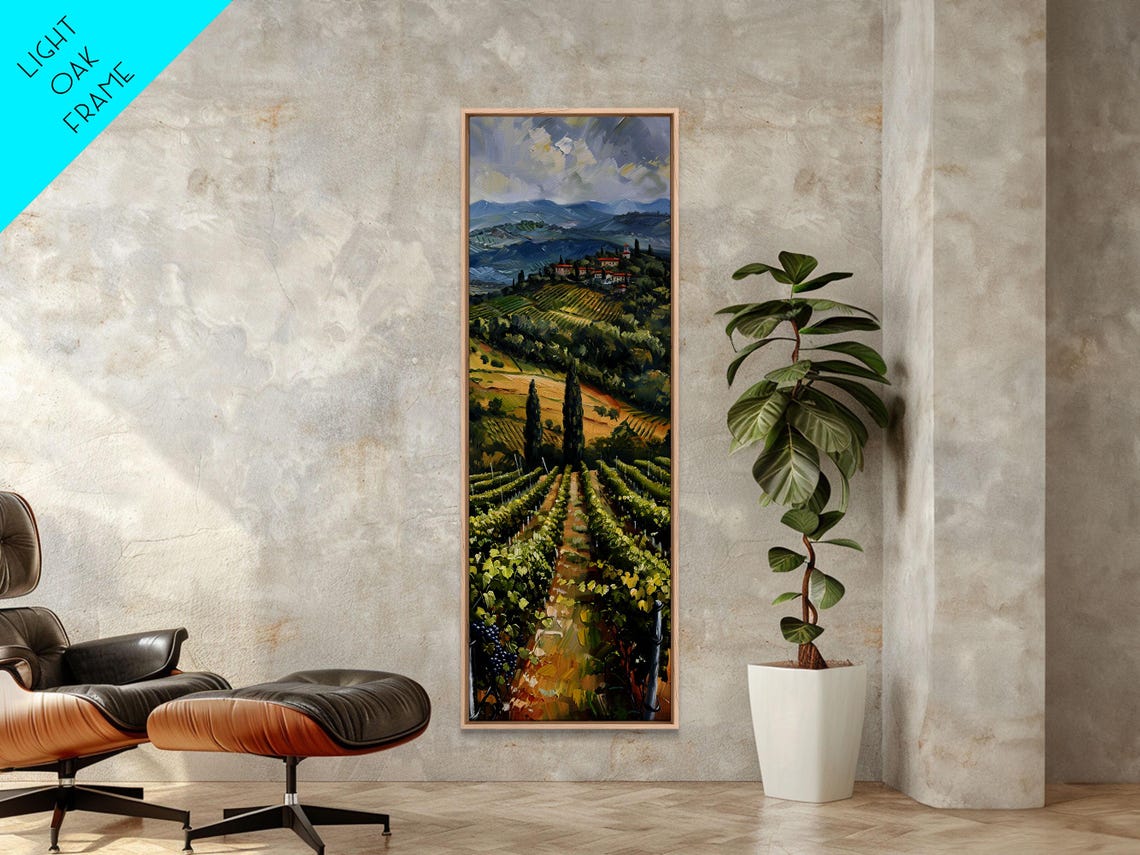 Tuscany Italy Vineyard Hills Cypress Trees Village Landscape Poster - Image 6