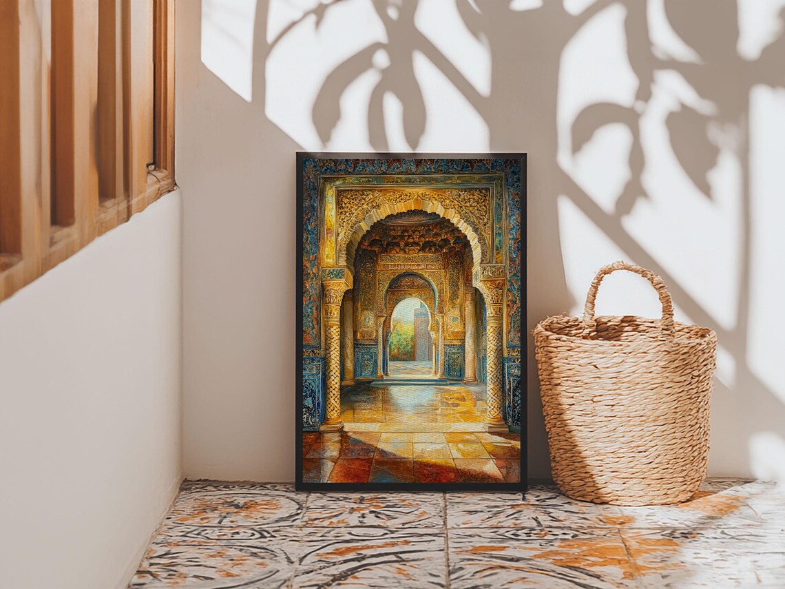 Moroccan Scene Art Print, Arabic-Inspired Poster - Image 2