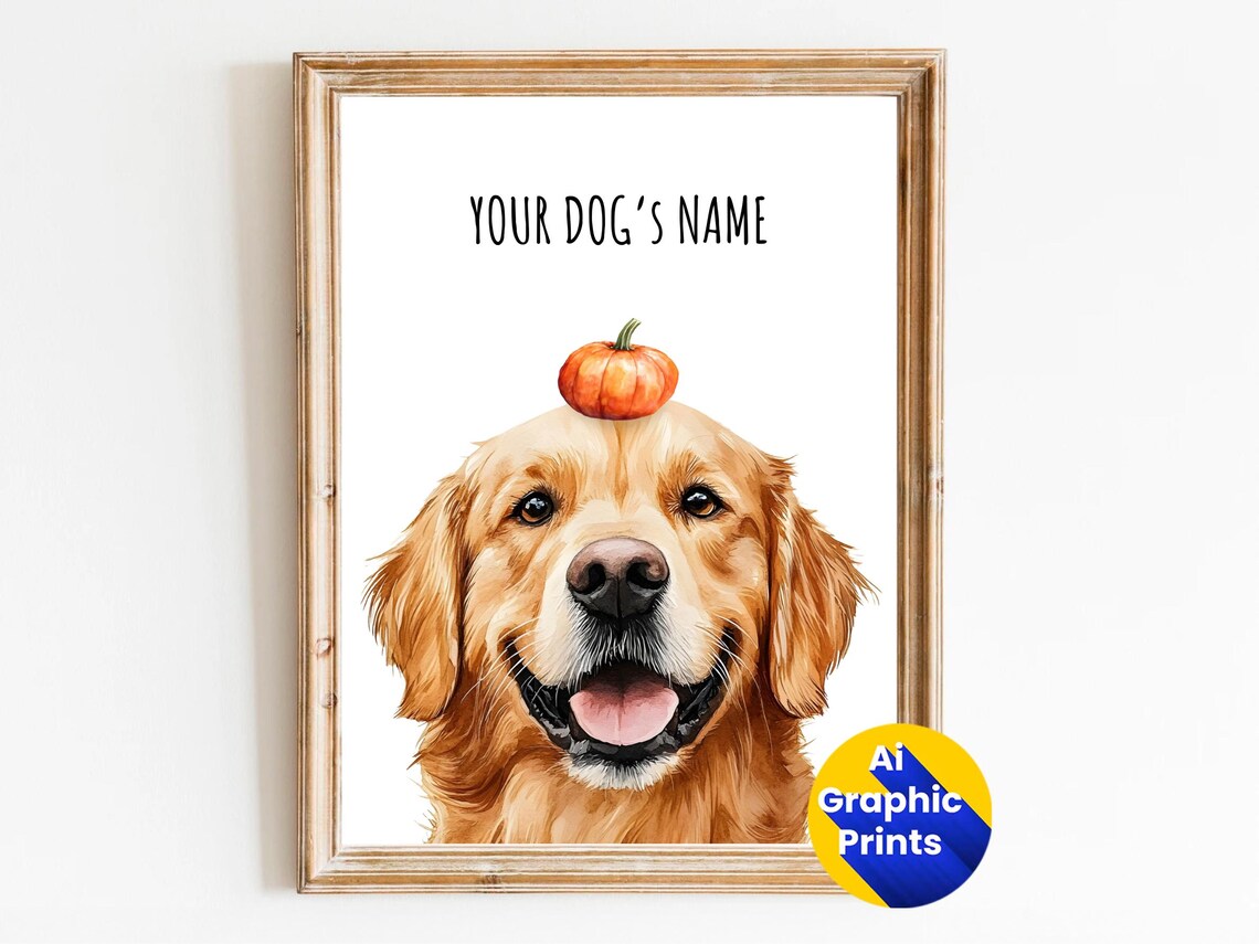 Golden Retriever Watercolor Pet Portrait, Dog Mom Gift