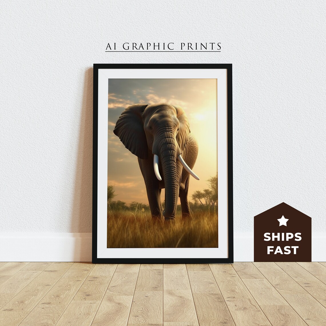 Vintage Elephant Portrait Art Print, Nursery Decor