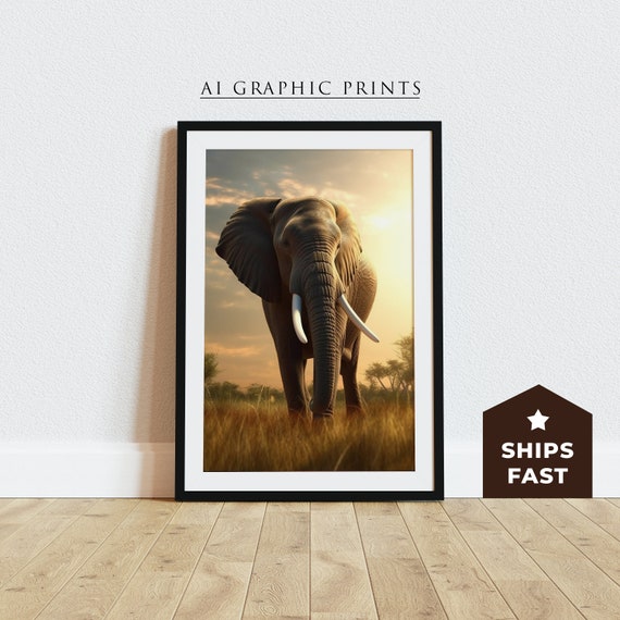 Vintage Elephant Portrait Art Print, Nursery Decor