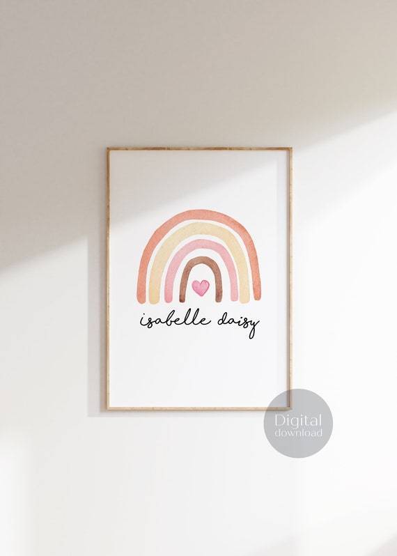 Personalized Rainbow Baby Name Custom Baby Gifts Custom Baby Name Nursery Poster Nursery Baby Room Wall Decor