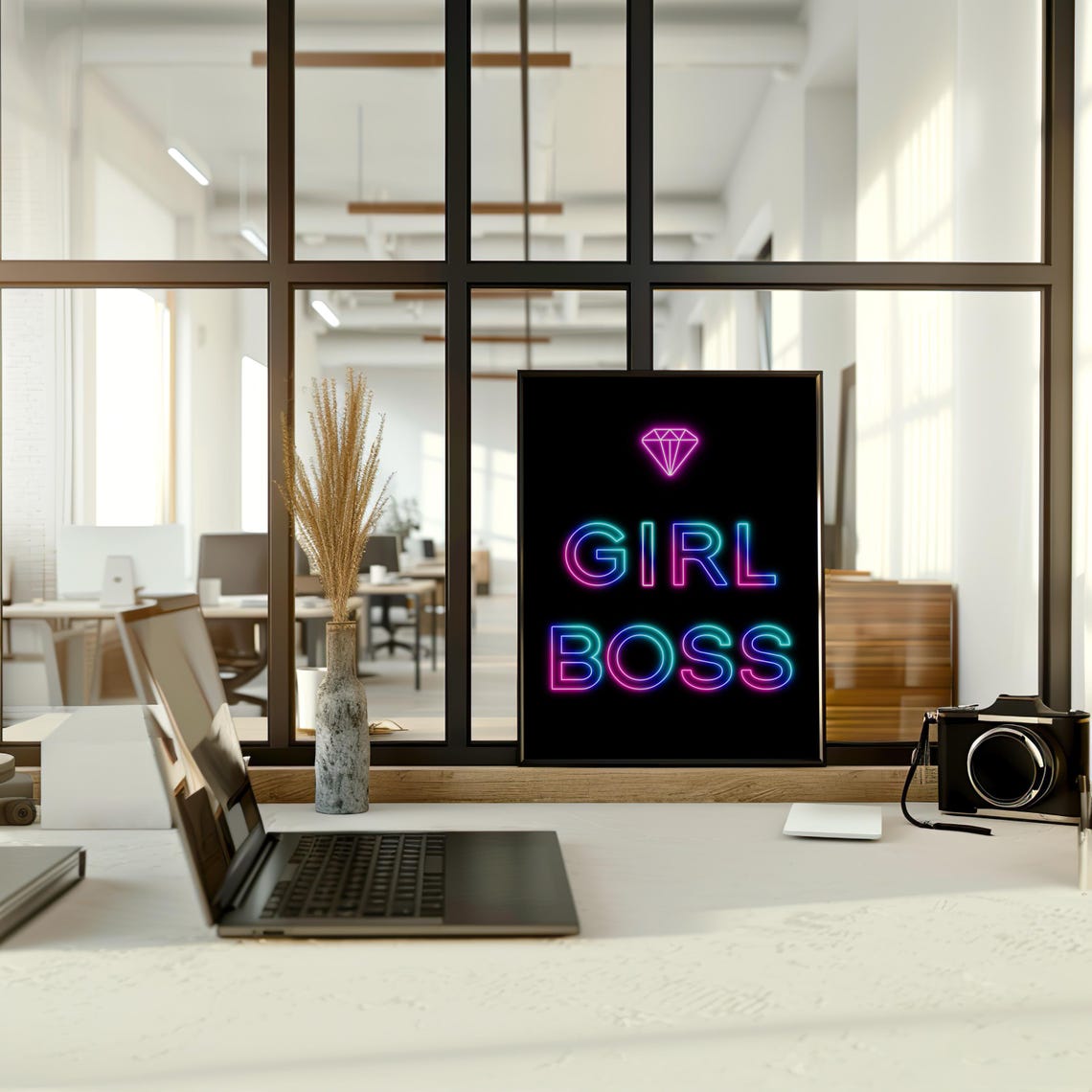 Girl Boss Art Girl Power Motivational Art Inspirational Wall Art Typography Art Phrase Saying Art Decor