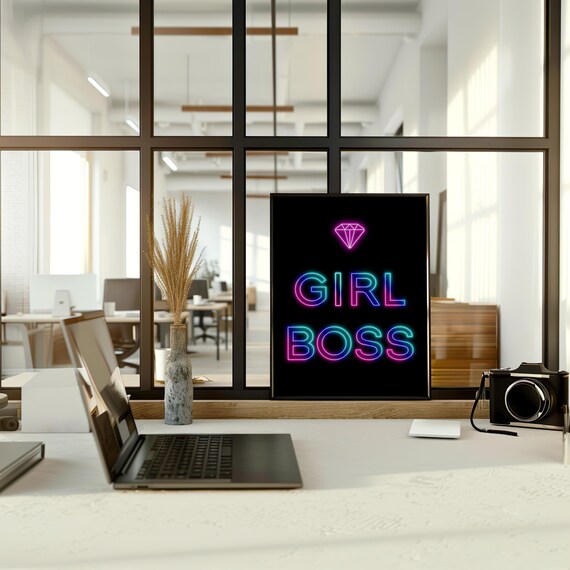 Girl Boss Art Girl Power Motivational Art Inspirational Wall Art Typography Art Phrase Saying Art Decor