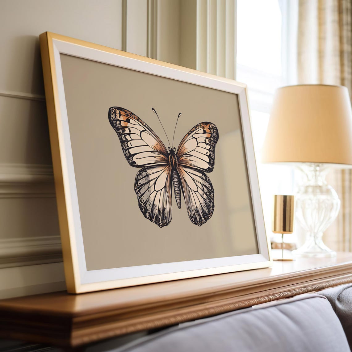 Vintage Butterfly Art Retro Butterfly Drawing Antique Inspired Butterfly Illustration Nature Home Decor - Image 5