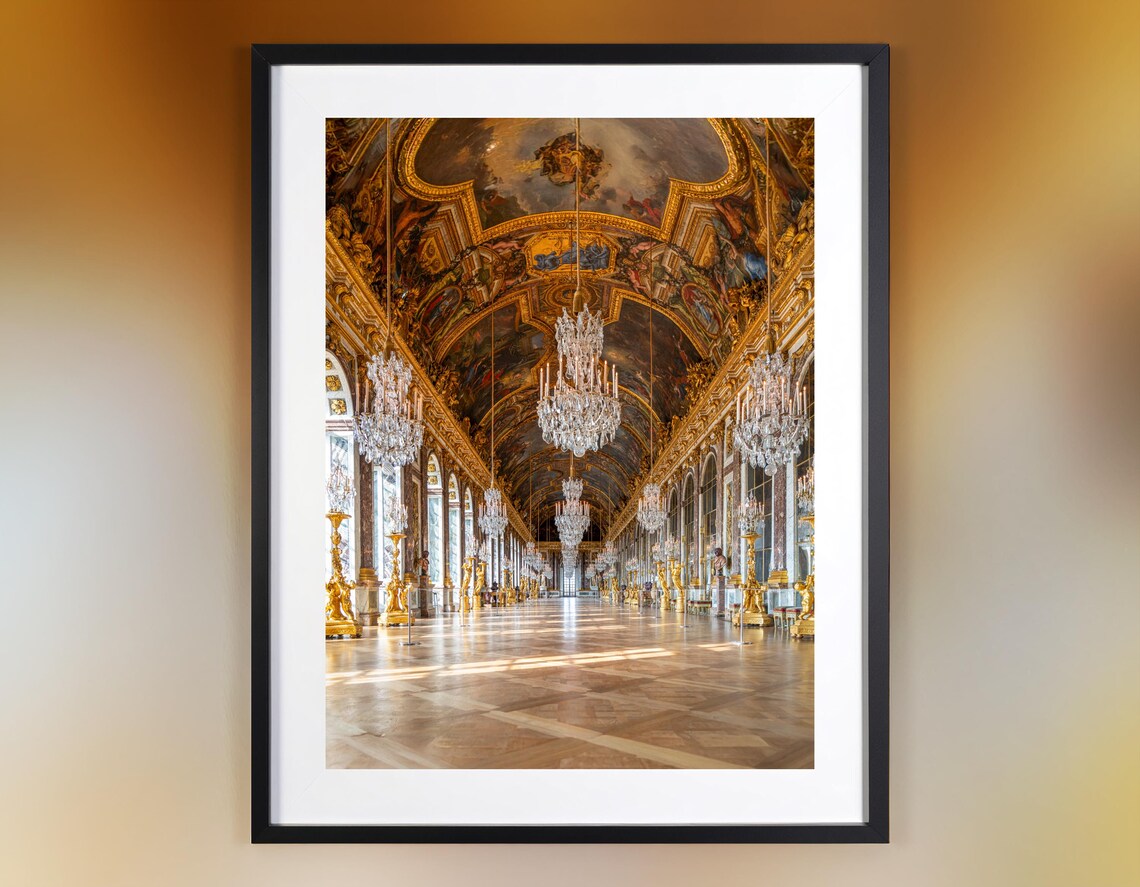 Palace of Versailles Hall of Mirrors Golden Hour Photo Poster