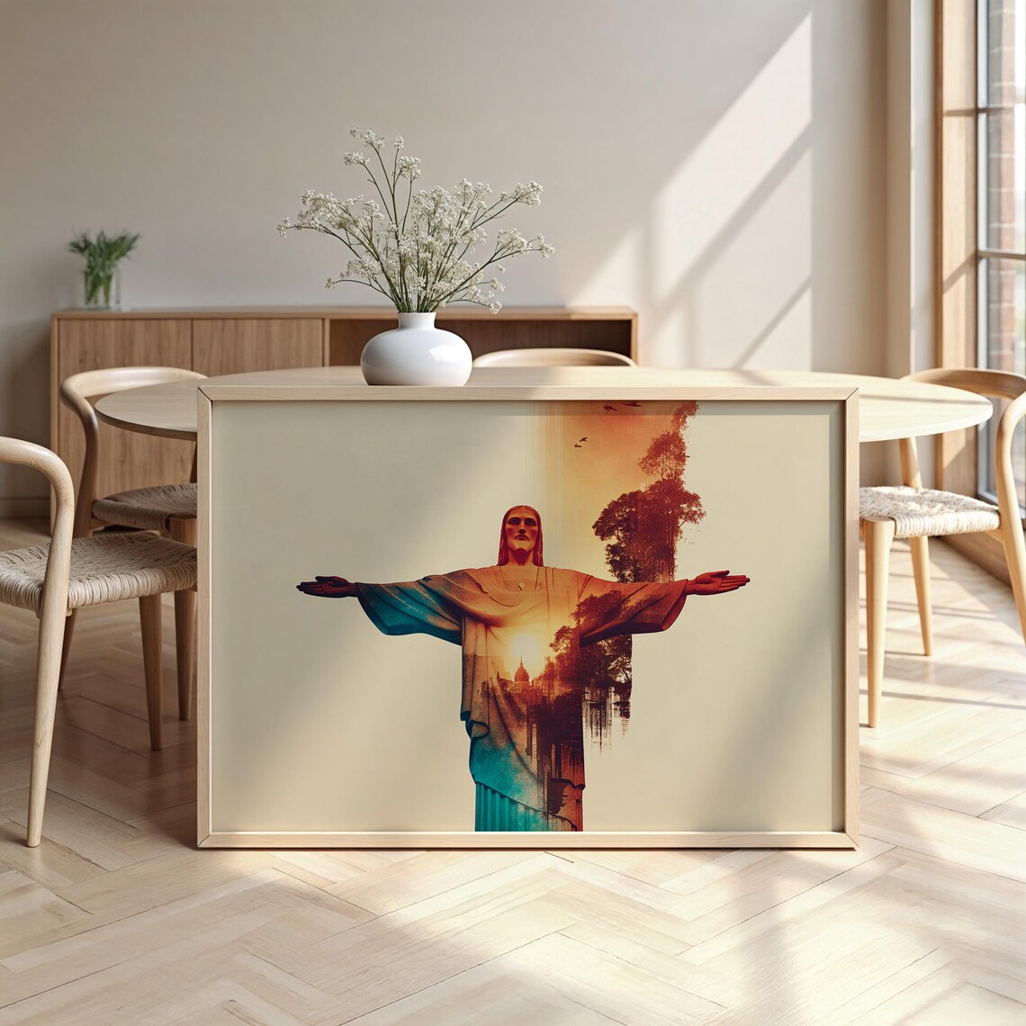 Christ The Redeemer Rio de Janeiro Watercolor Silhouette Poster