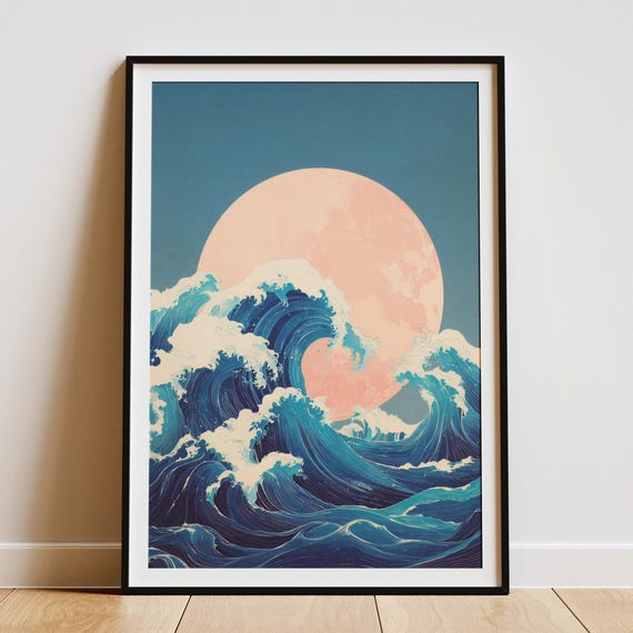 Japandi Wave With Moon