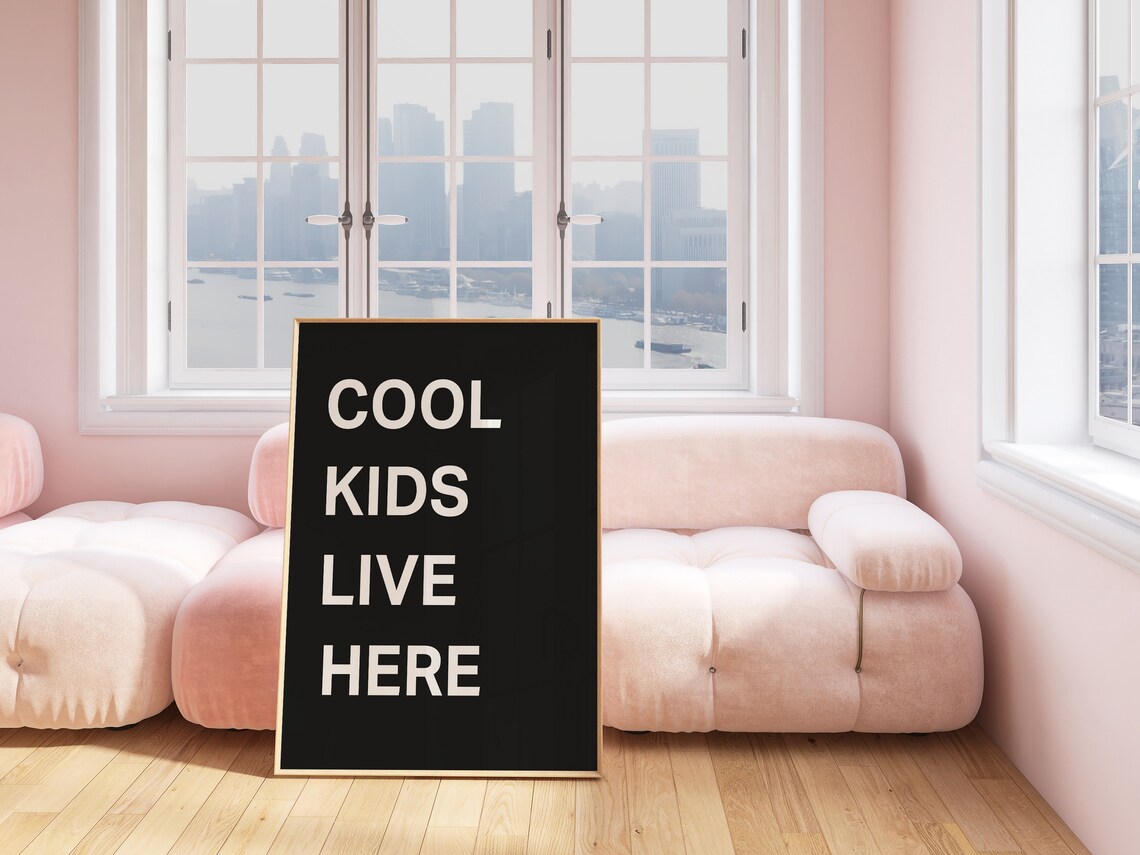 Black Cool Kids Live Here Bold White Typography Kids Room Art Poster - Image 2