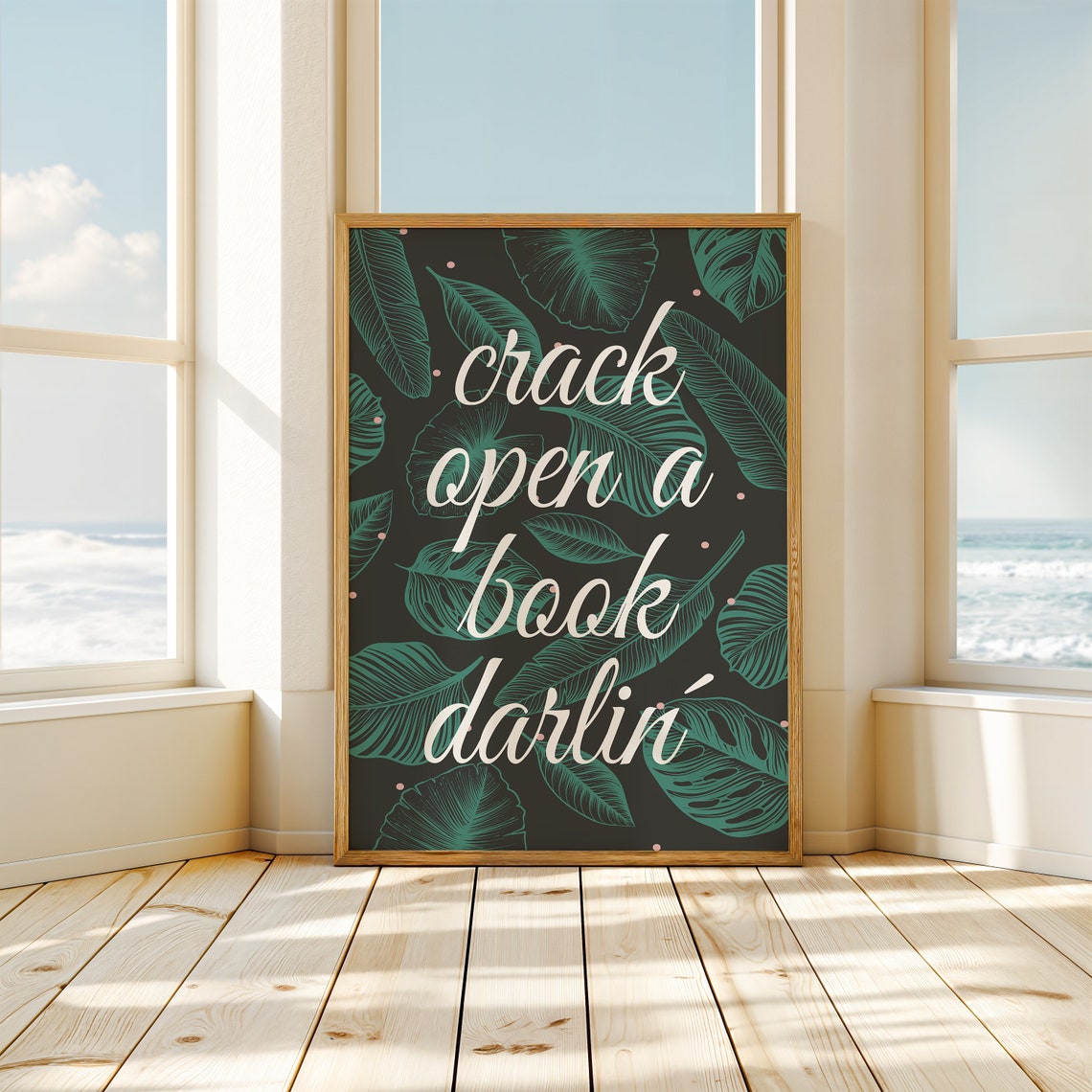 Crack Open a Book Darlin Leafy Script Reading Decor Gift Poster - Image 3