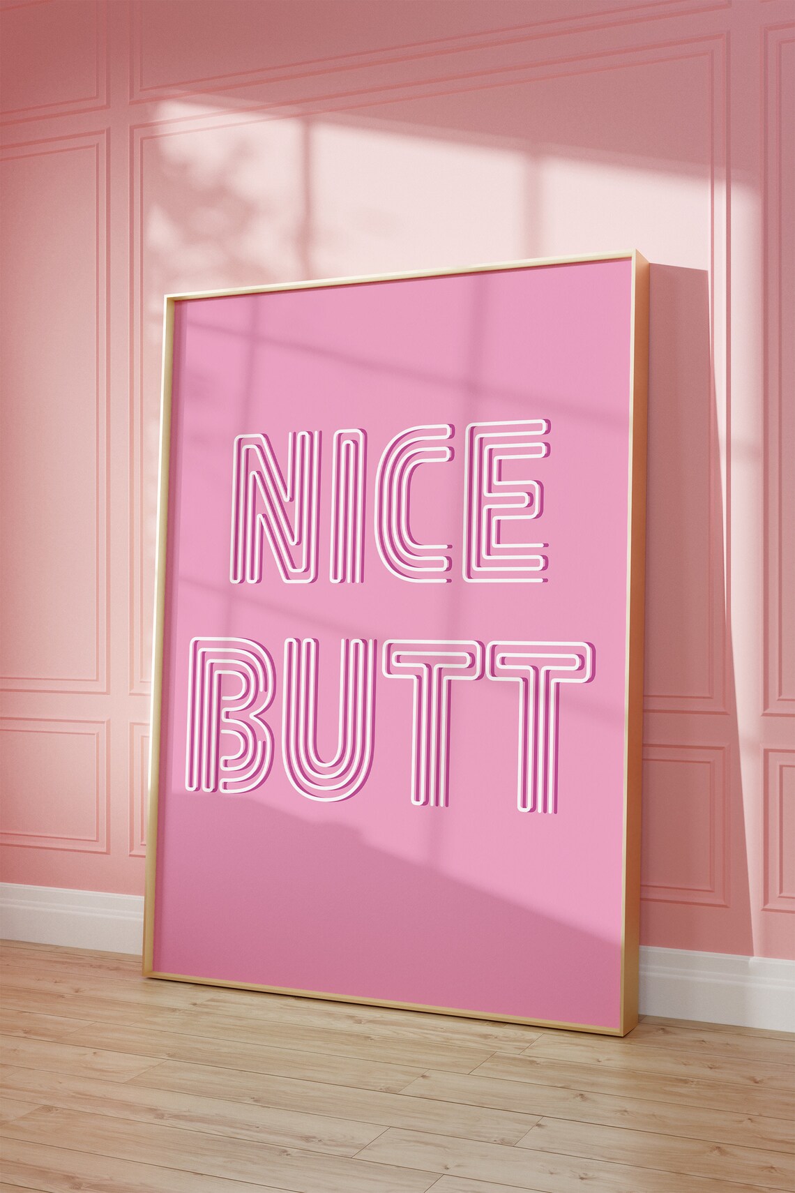 Nice Butt Pink Typography Poster Decor Aesthetic