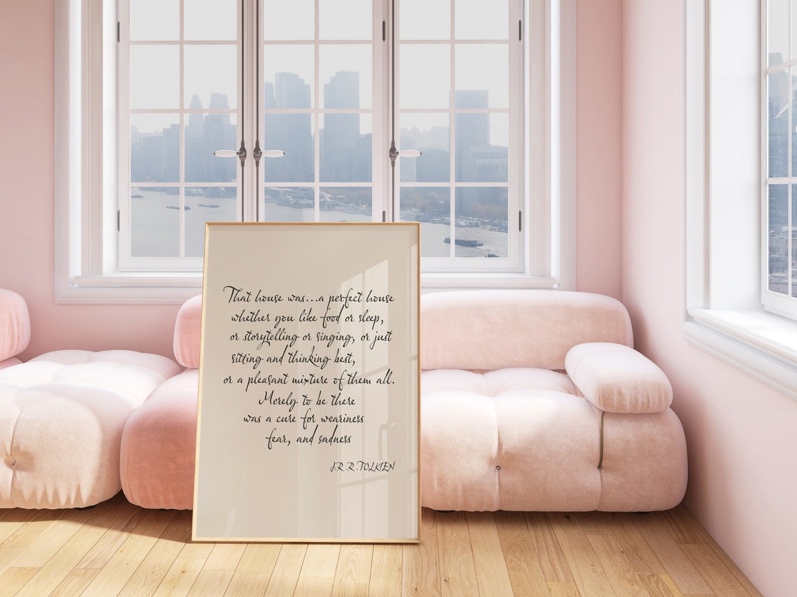 J.R.R. Tolkien Perfect House Calligraphy Literary Quote Poster - Image 2