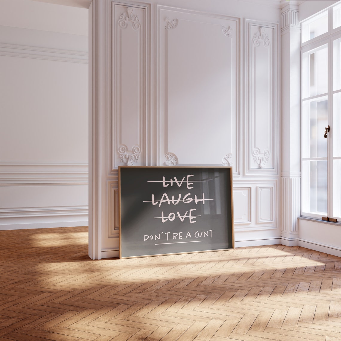 Live Laugh Love Crossed Out Sassy Black Pink Statement Poster - Image 2
