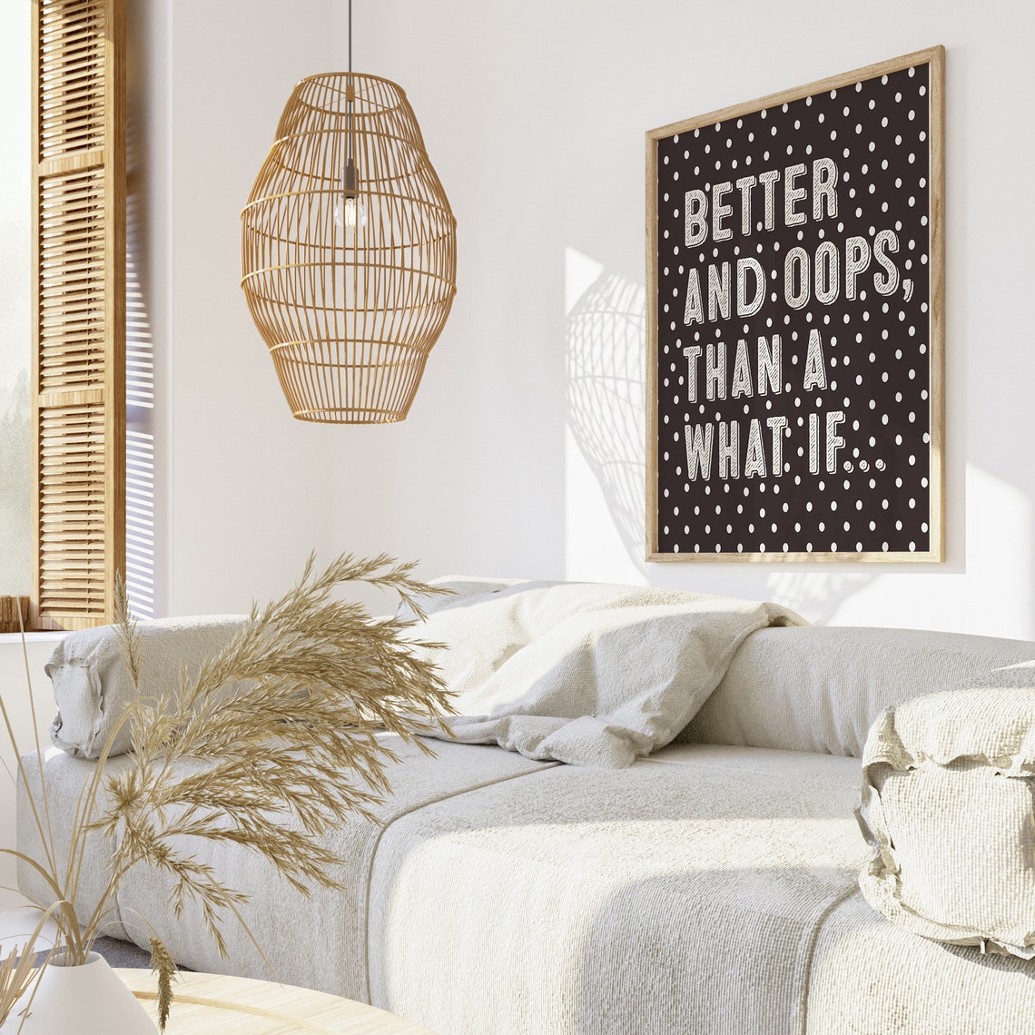 Better And Oops Than A What If Brown Polka Dot Text Quote Poster - Image 2