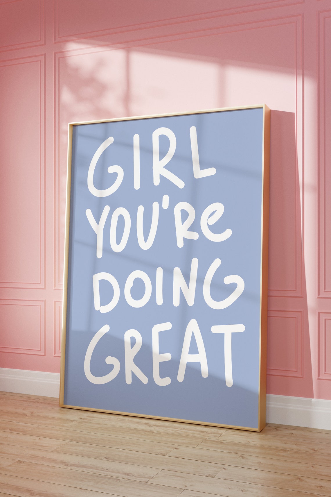 Girl You Are Doing Great Blue Handwritten Affirmation Poster - Image 3