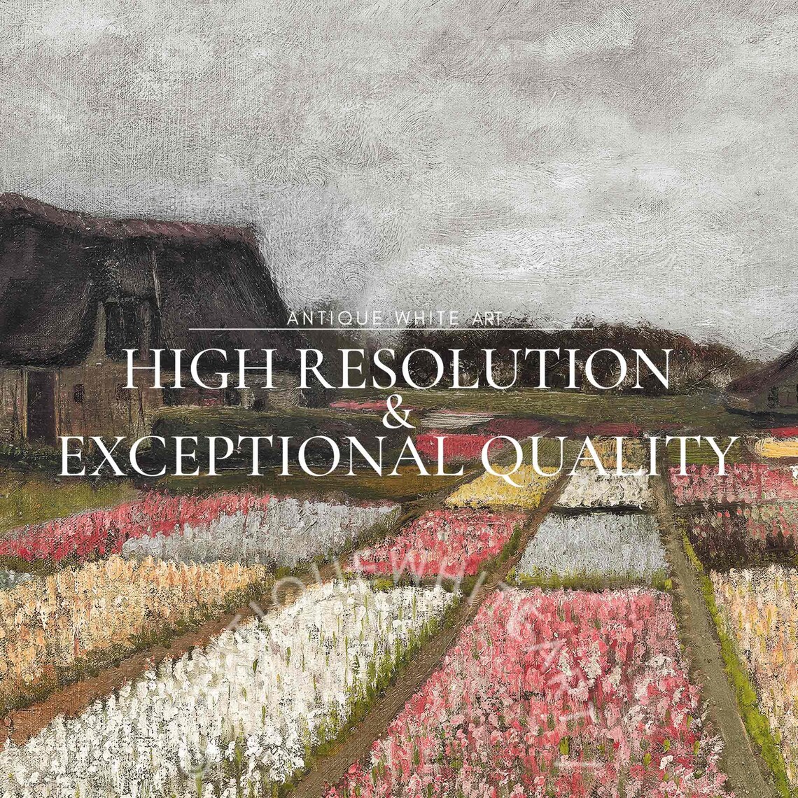 Flower Field Vintage Oil Painting Art Print - Image 4