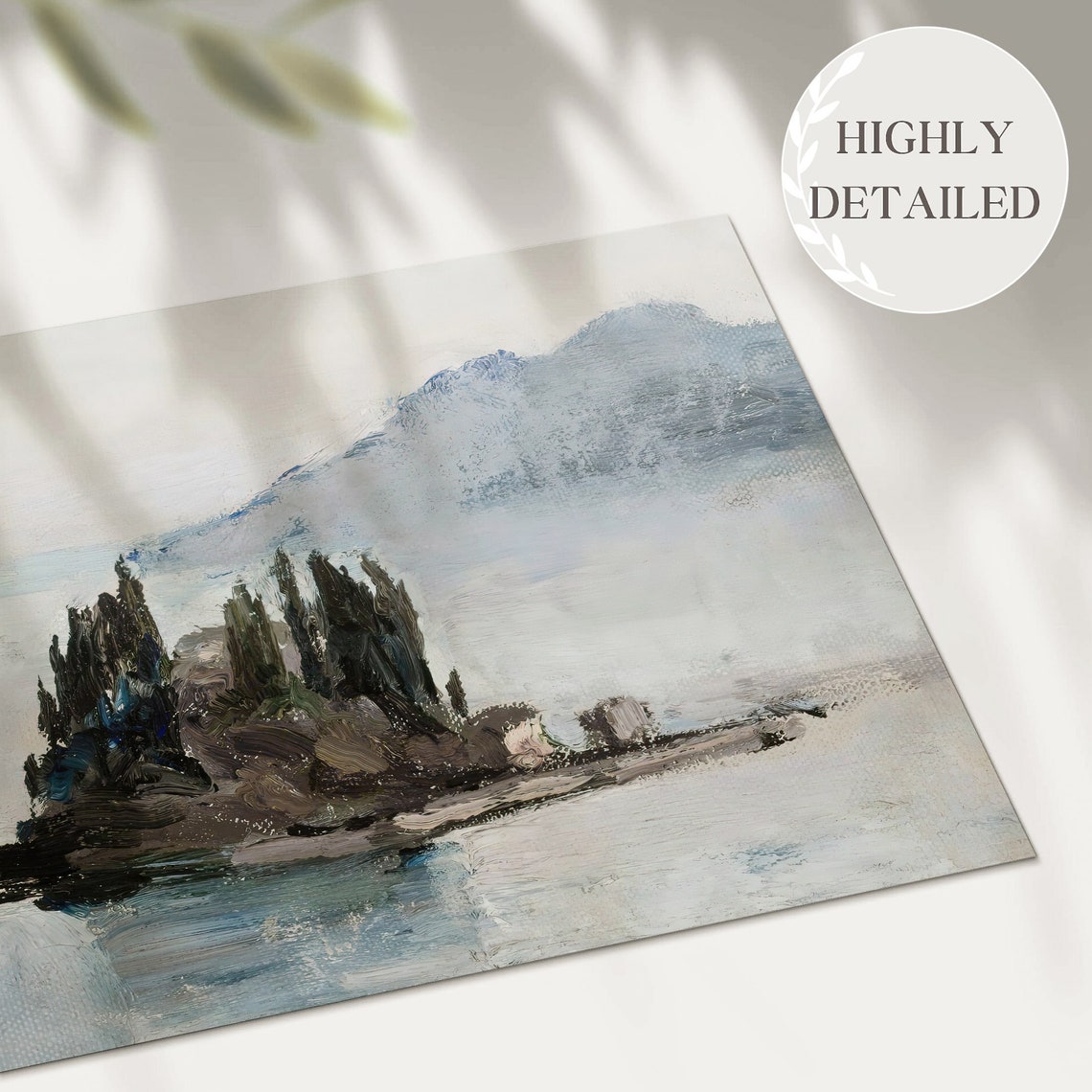 Mystery Island Lake Mountain Landscape Painting Lake House Wall Art Cabin Farmhouse Decor Nature Scenery A129 - Image 2