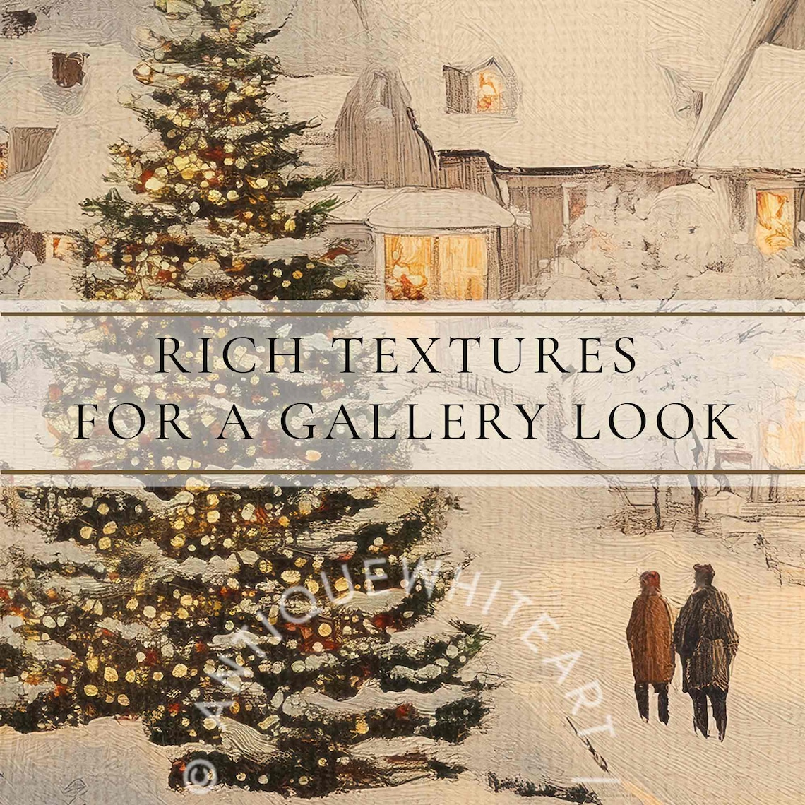 Christmas Winter Village Oil Painting Art Print - Image 4