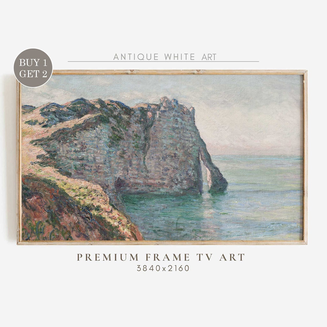 Monet Normandy Cliffs Rock Arch Coastal Seascape Impressionist Poster